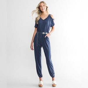 Womens Size Large Navy Blue Jumpsuit Jumper Celestial Indie‎ Resort Festival